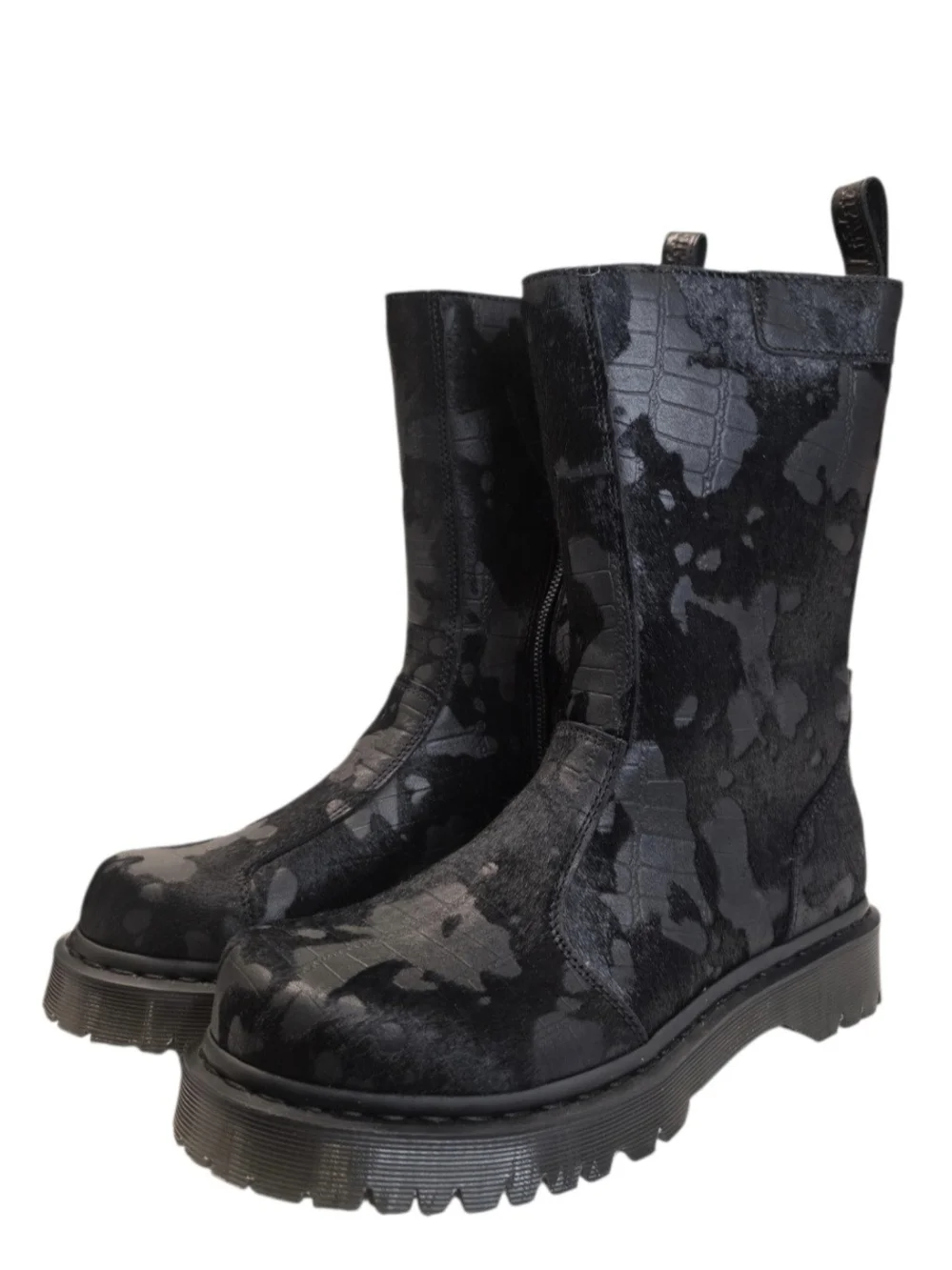 Brand-New Dr. Martens REJENA Hair On Croc Emboss Leather Black Women's Size 9